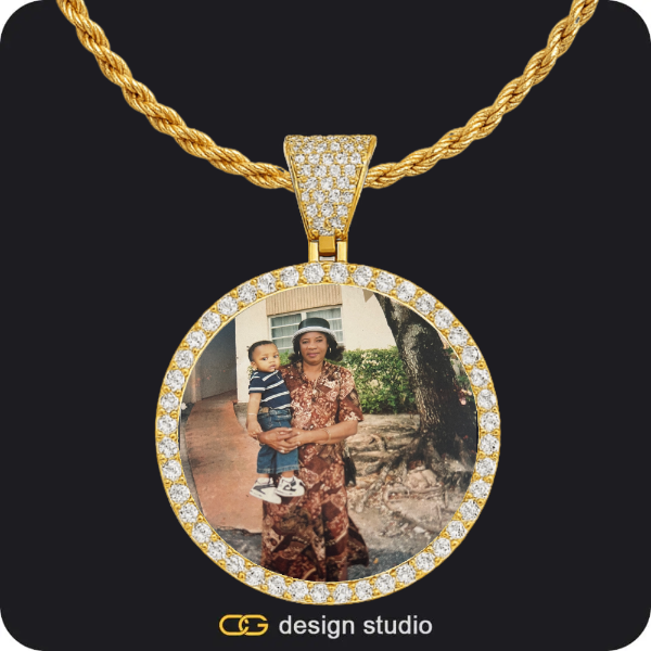 Custom Photo Pendant - Gold / Circle (4 cm) / Rope
