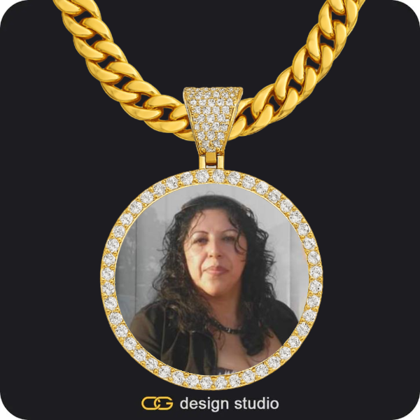 Custom Photo Pendant - Gold / Circle (4 cm) / Cuban (10mm)