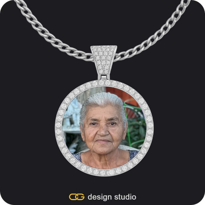 The Essential Name Necklace,Item Personalization,Custom Photo Pendant - Silver / Circle (3 cm) / Cuban (3mm)
