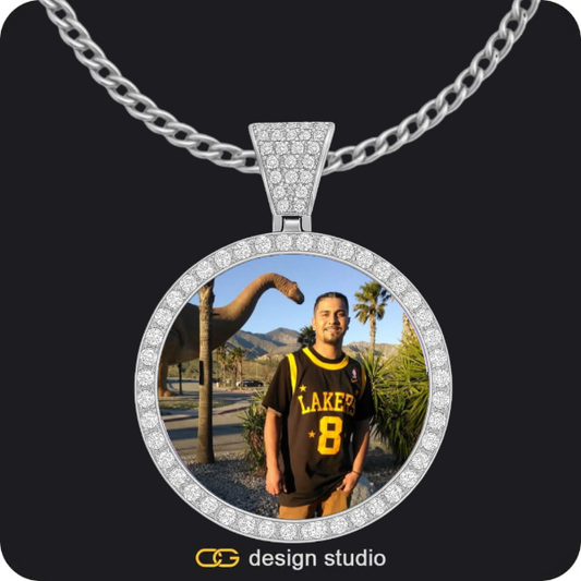 Custom Photo Pendant - Silver / Circle (4 cm) / Cuban (3mm)