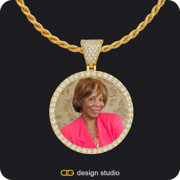 Custom Photo Pendant - Gold / Circle (3 cm) / Rope