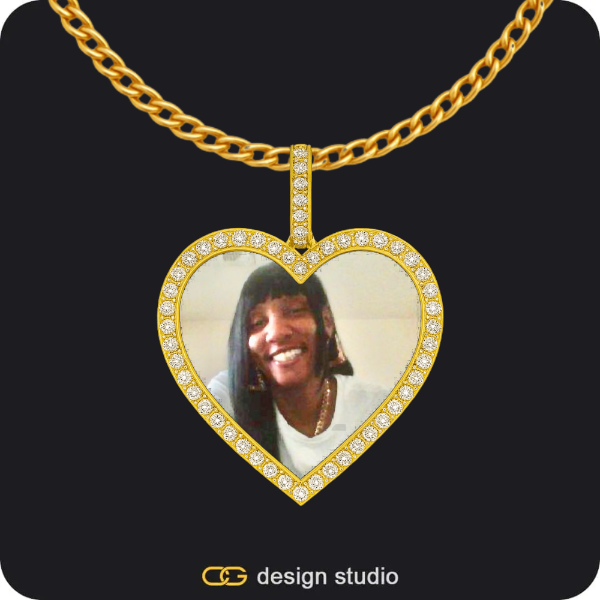 Custom Photo Pendant - Gold / Heart / Cuban (3mm)