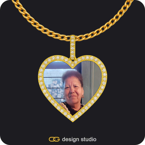 Clover Initial Necklace - U / 16 inch,Custom Photo Pendant - Gold / Heart / Cuban (3mm)