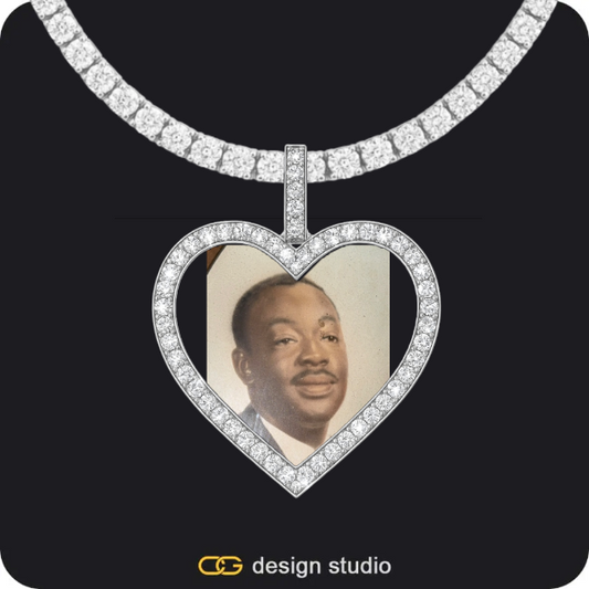 Custom Photo Pendant - Silver / Heart / Tennis