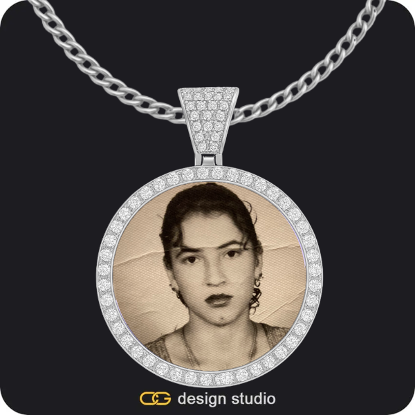 Custom Photo Pendant - Silver / Circle (4 cm) / Cuban (3mm)