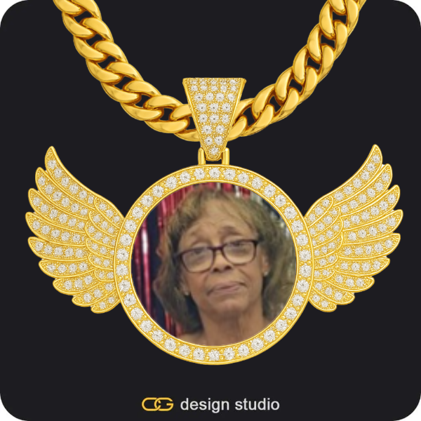 Custom Photo Pendant - Gold / Wings / Cuban (10mm)