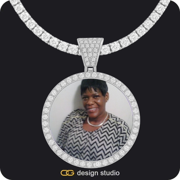 Custom Photo Pendant - Silver / Circle (4 cm) / Tennis