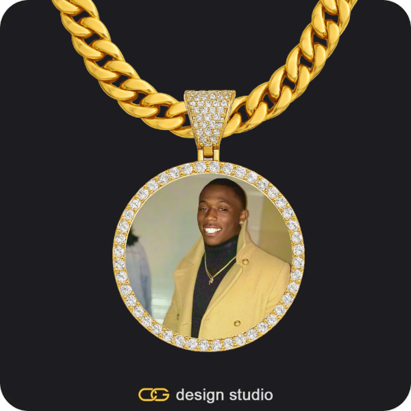 Custom Photo Pendant - Gold / Circle (3 cm) / Cuban (10mm)