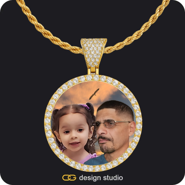 Custom Photo Pendant - Gold / Circle (4 cm) / Rope