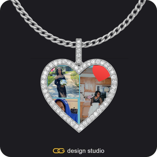 Custom Photo Pendant - Silver / Heart / Cuban (3mm)