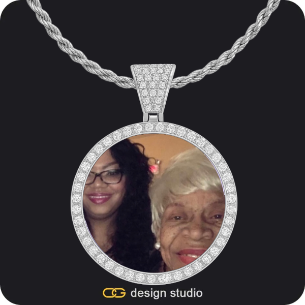 Custom Photo Pendant - Silver / Circle (4 cm) / Rope