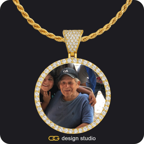 Custom Photo Pendant - Gold / Circle (4 cm) / Rope