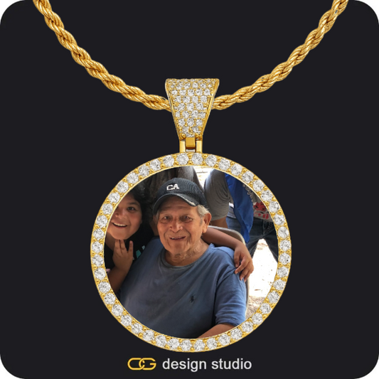 Custom Photo Pendant - Gold / Circle (4 cm) / Rope