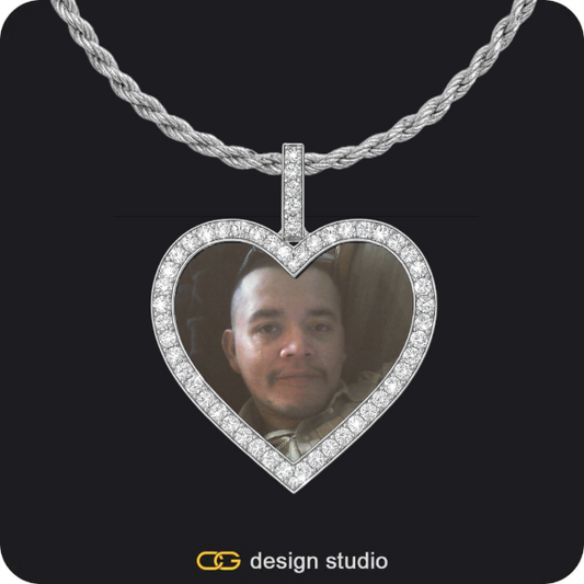 Custom Photo Pendant - Silver / Heart / Rope