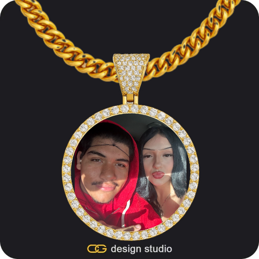 Custom Photo Pendant - Gold / Circle (4 cm) / Cuban (5mm)