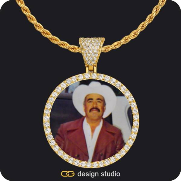 Custom Photo Pendant - Gold / Circle (4 cm) / Rope