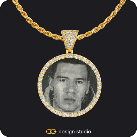 Custom Photo Pendant - Gold / Circle (3 cm) / Rope