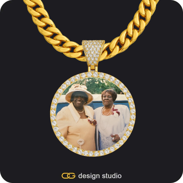 Custom Photo Pendant - Gold / Circle (3 cm) / Cuban (10mm),Custom Photo Pendant - Silver / Circle (3 cm) / Cuban (10mm)