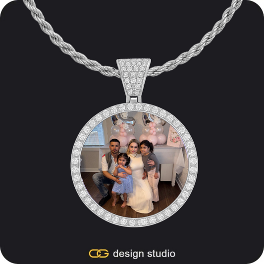 Custom Photo Pendant - Silver / Circle (3 cm) / Rope