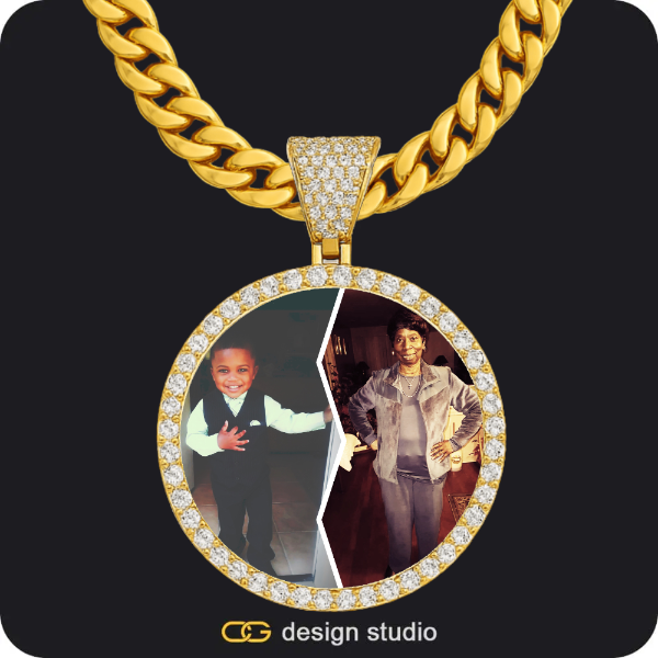 Custom Photo Pendant - Gold / Circle (4 cm) / Cuban (10mm)