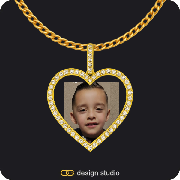 Custom Photo Pendant - Gold / Heart / Cuban (3mm)