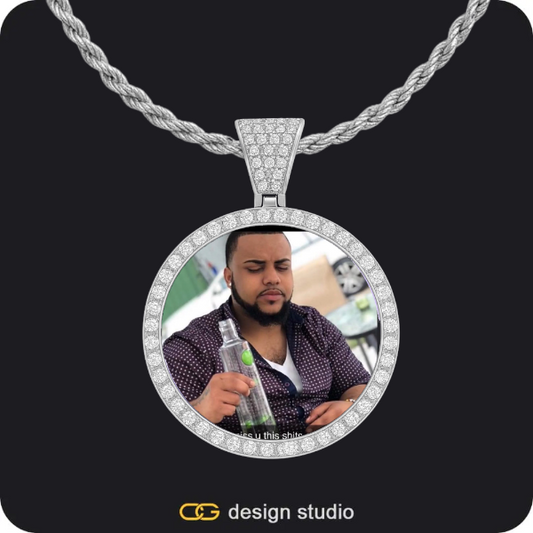 Custom Photo Pendant - Silver / Circle (3 cm) / Rope