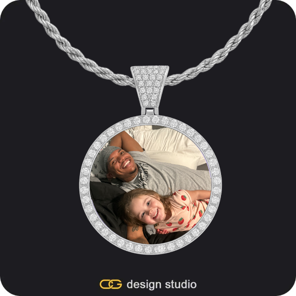 Custom Photo Pendant - Silver / Circle (3 cm) / Rope,Custom Photo Pendant - Silver / Circle (3 cm) / Rope
