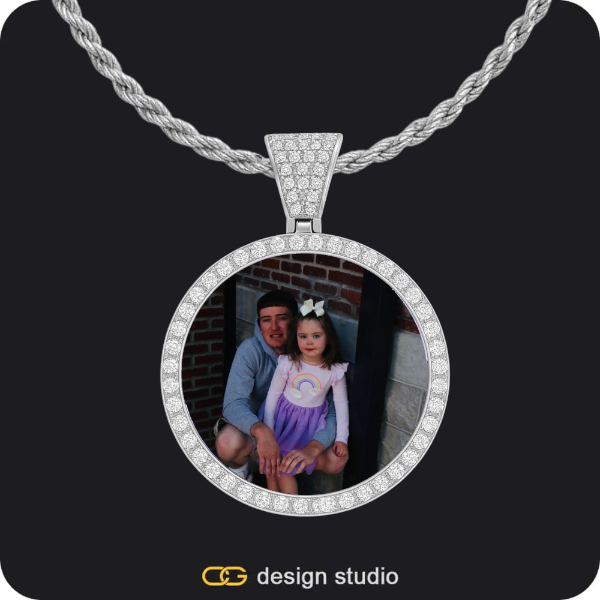 Custom Photo Pendant - Silver / Circle (3 cm) / Rope,Custom Photo Pendant - Silver / Circle (3 cm) / Rope