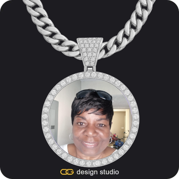 Custom Photo Pendant - Silver / Circle (4 cm) / Cuban (10mm)