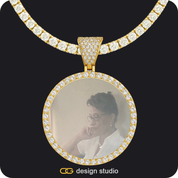 Custom Photo Pendant - Gold / Circle (4 cm) / Tennis