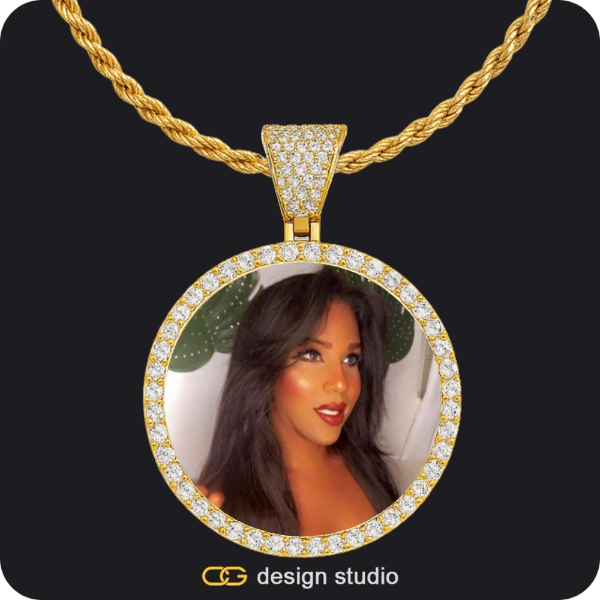 Custom Photo Pendant - Gold / Circle (4 cm) / Rope