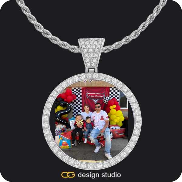 Custom Photo Pendant - Silver / Circle (4 cm) / Rope
