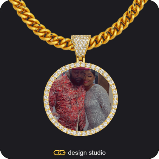 Custom Photo Pendant - Gold / Circle (3 cm) / Cuban (5mm)