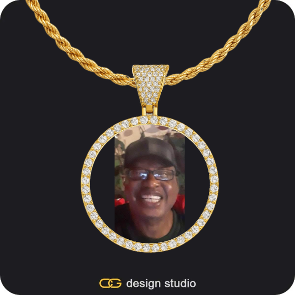 Custom Photo Pendant - Gold / Circle (3 cm) / Rope,Custom Photo Pendant - Gold / Circle (3 cm) / Rope
