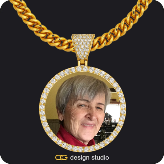 Custom Photo Pendant - Gold / Circle (4 cm) / Cuban (5mm)