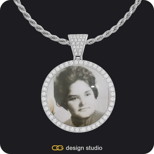 Custom Photo Pendant - Silver / Circle (3 cm) / Rope