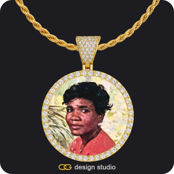 Custom Photo Pendant - Gold / Circle (4 cm) / Rope