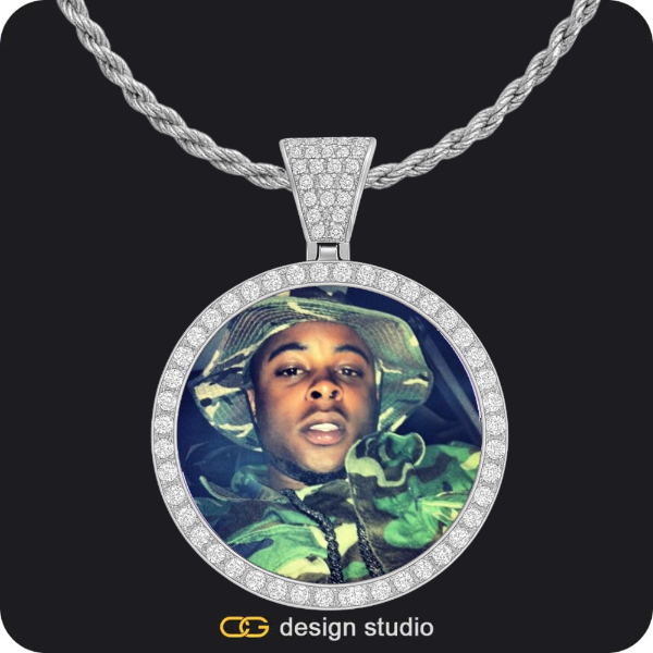 Custom Photo Pendant - Silver / Circle (4 cm) / Rope