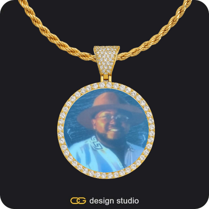 Custom Photo Pendant - Gold / Circle (3 cm) / Rope,Custom Photo Pendant - Gold / Circle (3 cm) / Rope