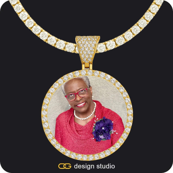 Custom Photo Pendant - Gold / Circle (4 cm) / Tennis