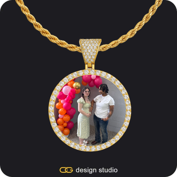 Custom Photo Pendant - Gold / Circle (3 cm) / Rope,The Essential Name Necklace,The Essential Name Necklace,Item Personalization