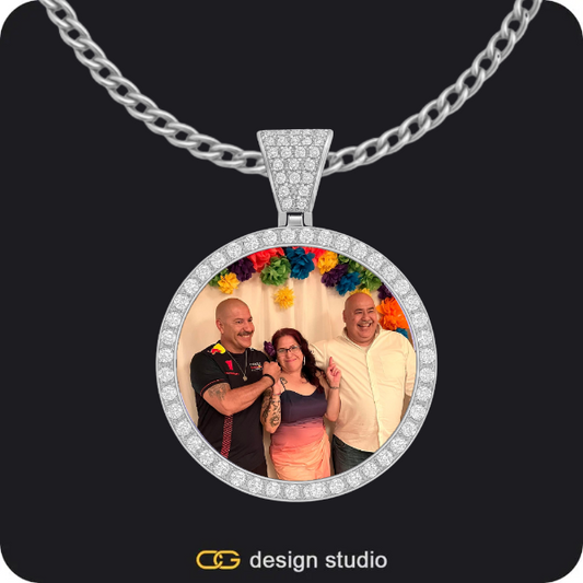 Custom Photo Pendant - Silver / Circle (3 cm) / Cuban (3mm)