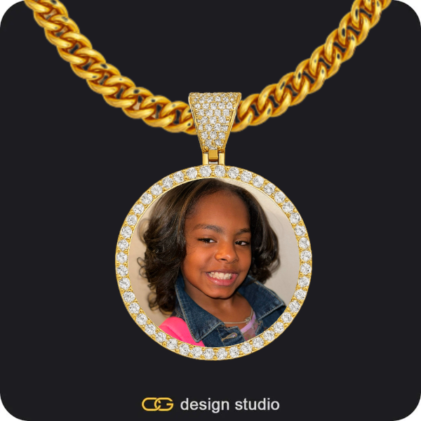 Custom Photo Pendant - Gold / Circle (3 cm) / Cuban (5mm)