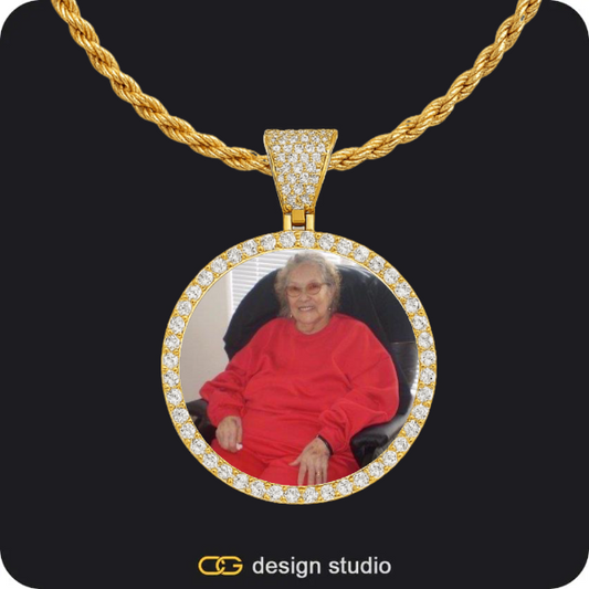 Custom Photo Pendant - Gold / Circle (3 cm) / Rope
