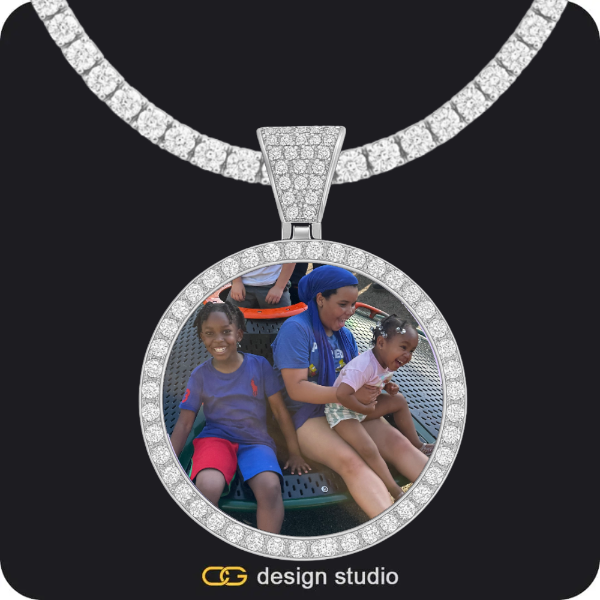 Custom Photo Pendant - Silver / Circle (4 cm) / Tennis
