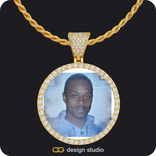 Custom Photo Pendant - Gold / Circle (4 cm) / Rope
