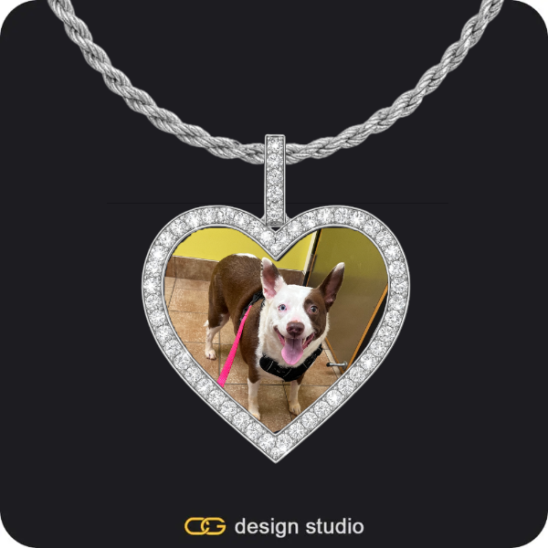 Custom Photo Pendant - Silver / Heart / Rope