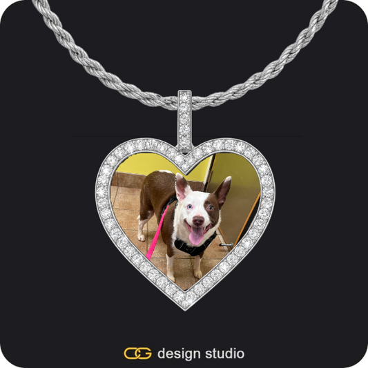 Custom Photo Pendant - Silver / Heart / Rope