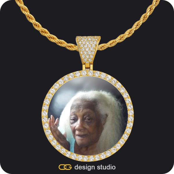Custom Photo Pendant - Gold / Circle (4 cm) / Rope