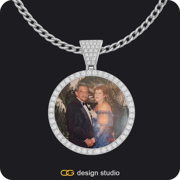 Custom Photo Pendant - Silver / Circle (3 cm) / Cuban (3mm)